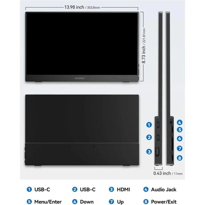 Koorui E1511A 60Hz 15.6 Inch Portable Laptop Monitor - PakByte Computers