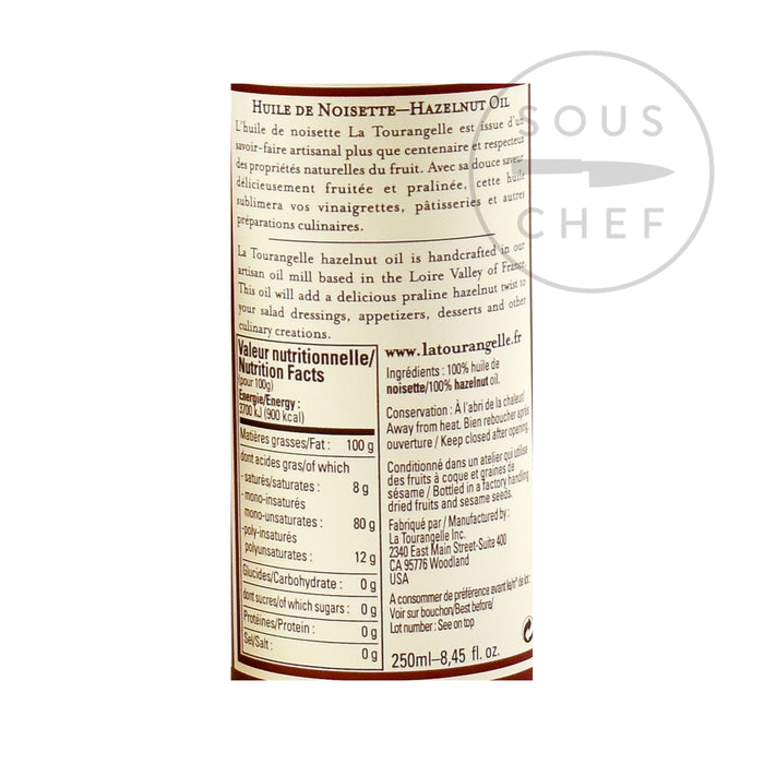 Hazelnut Oil 250ml nutritional information ingredients