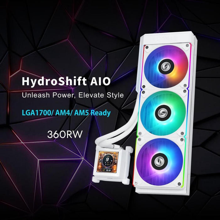 Lian Li Hydroshift LCD 360R AIO ARGB 360mm Liquid CPU Cooler - White - PakByte Computers