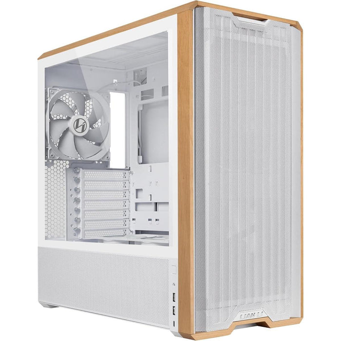 Lian Li Lancool 217 Genuine Walnut Wood Computer Case - White - PakByte Computers