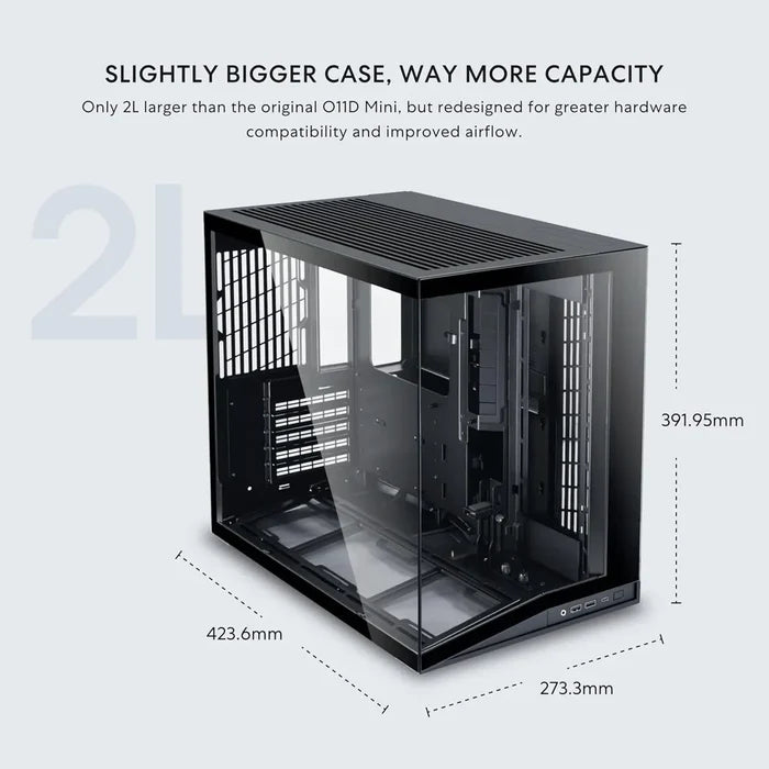 Lian Li O11D Mini V2  ATX Mid-Tower Computer Case - Black - PakByte Computers