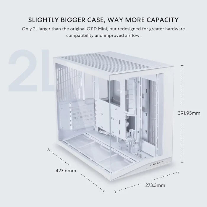 Lian Li O11D Mini V2 ATX Mid-Tower Computer Case - White - PakByte Computers