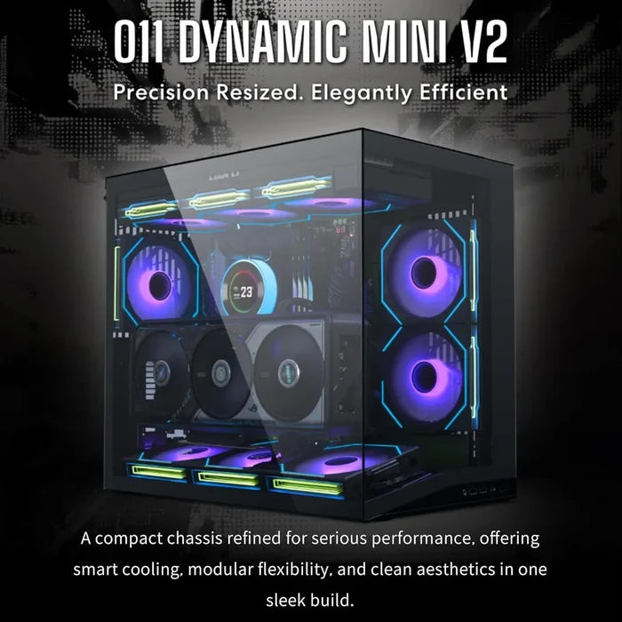 Lian Li O11D Mini V2 Flow Compact ATX Mid-Tower Airflow Computer Case - Black