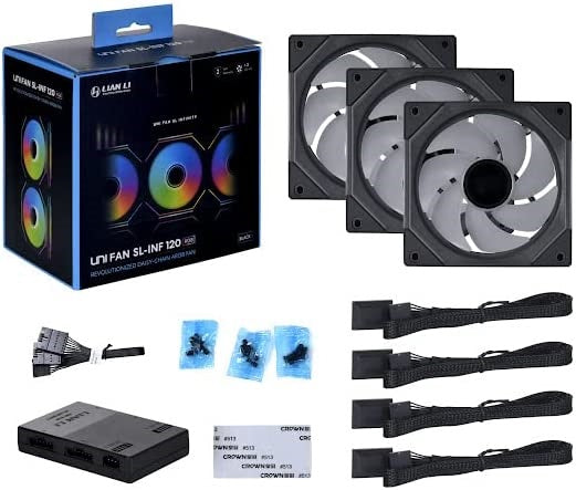 Lian Li Uni Fan SL-Infinity 120mm ARGB - Black - Triple Pack - PakByte Computers