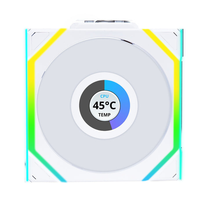 Lian Li UNI Fan SL120 LCD Wireless Reverse Blade Single Pack - White - PakByte Computers
