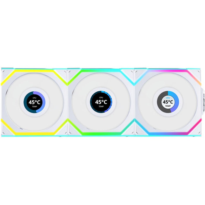 Lian Li UNI FAN SL Wireless LCD ARGB Case Fan Triple Pack - White - PakByte Computers