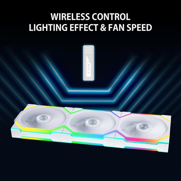 Lian Li UNI Fan SL120 Wireless – Triple Pack – White - PakByte Computers