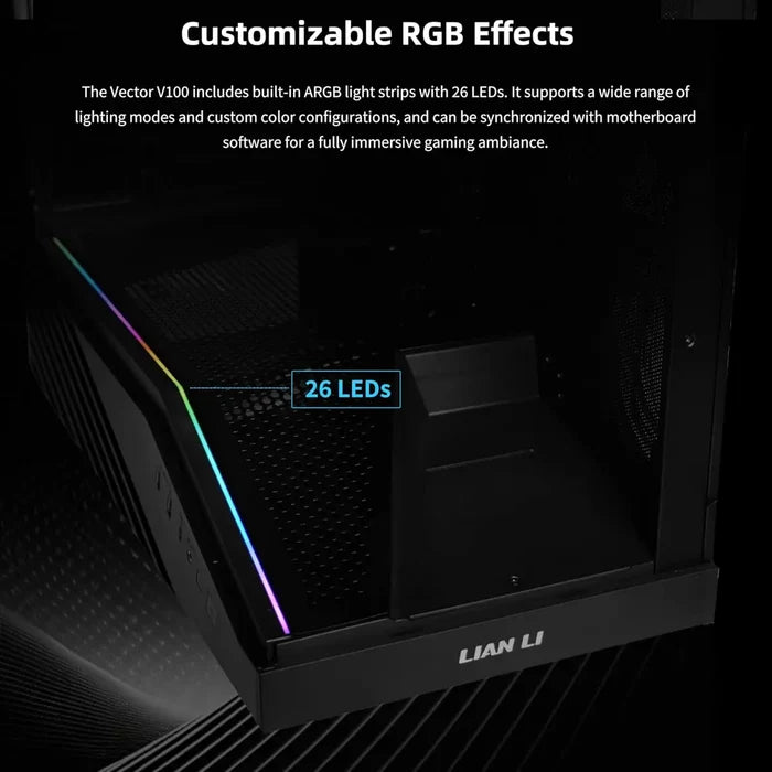 Lian Li Vector V100 ATX Mid-Tower PC Case -  Black - PakByte Computers