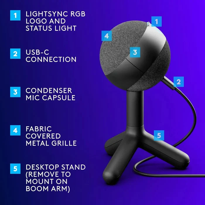 Logitech G Yeti Orb Condenser RGB Gaming Mic - Black