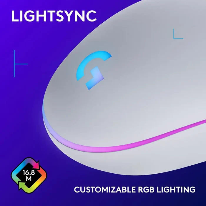 Logitech G203 Lightsync Wired Gaming Mouse - White - PakByte Computers