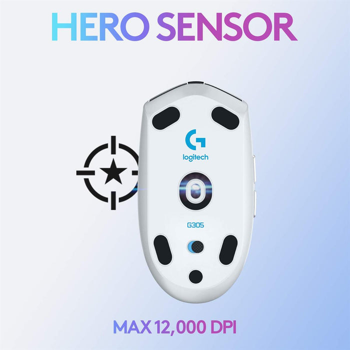 Logitech G304 HERO Lightspeed Wireless Gaming Mouse - White - PakByte Computers