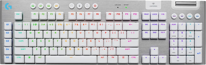 Logitech G915 TKL Tenkeyless Lightspeed Wireless Keyboard, Tactile - White - PakByte Computers