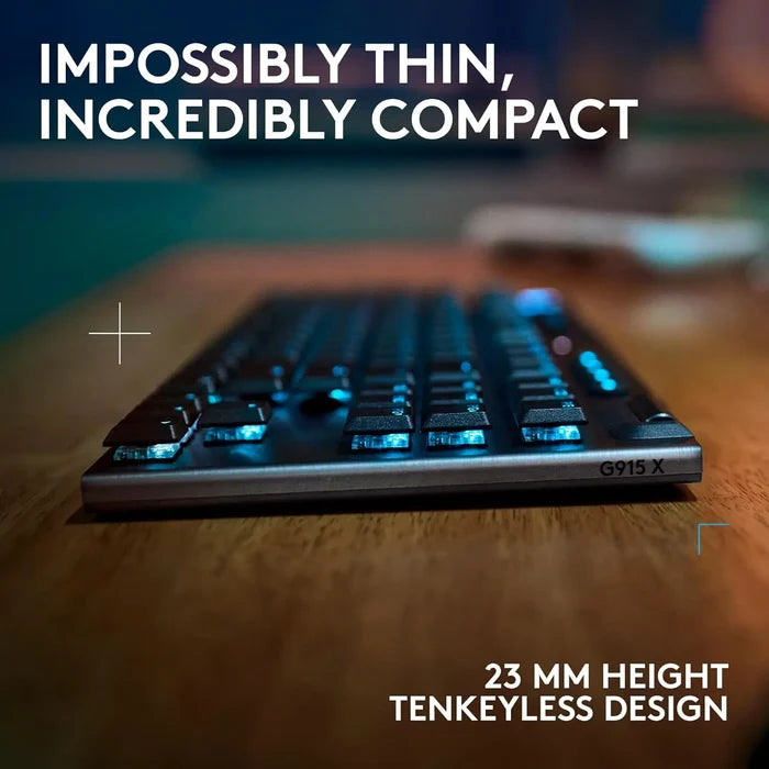 Logitech G915 X Lightspeed TKL Wireless Mechanical Gaming Keyboard -  Black (GL Clicky Switches) - PakByte Computers