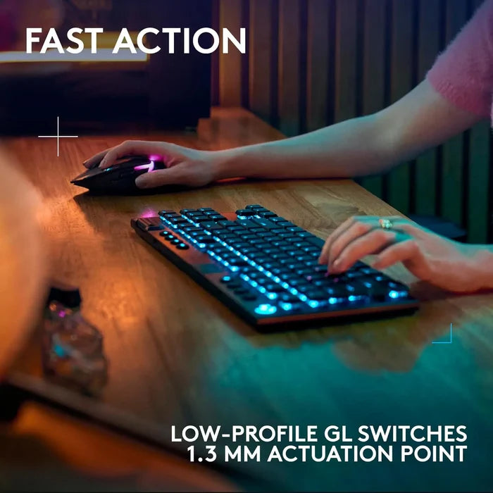 Logitech G915 X Lightspeed TKL Wireless Mechanical Gaming Keyboard -  Black (GL Clicky Switches) - PakByte Computers