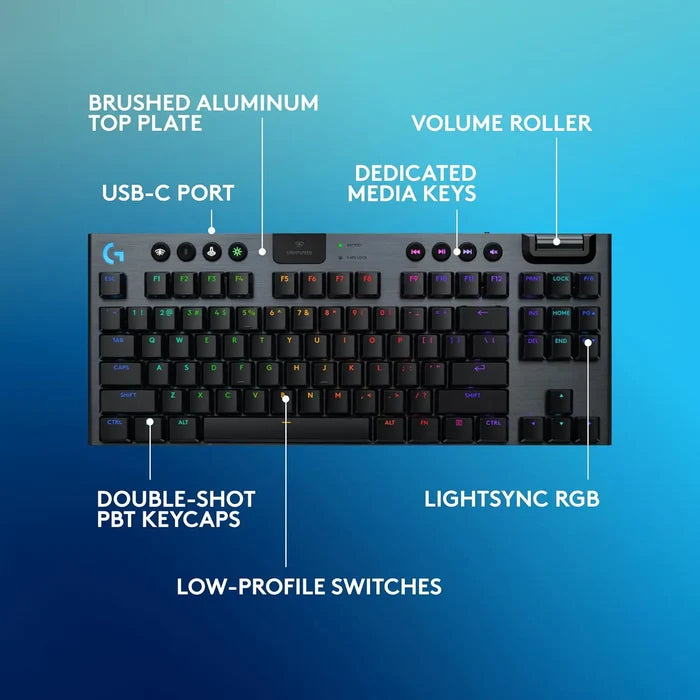 Logitech G915 X Lightspeed TKL Wireless Mechanical Gaming Keyboard -  Black (GL Clicky Switches) - PakByte Computers