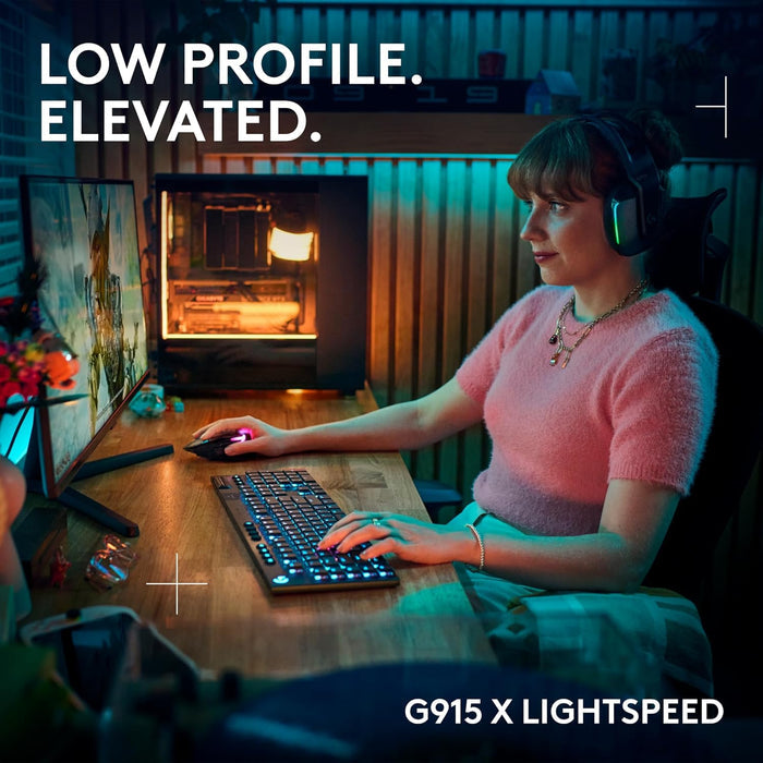 Logitech G915 X Lightspeed Wireless Gaming Keyboard, GL Tactile Switches - Black - PakByte Computers