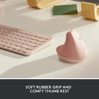 Logitech LIFT VERTICAL Wireless MOUSE - Rose - PakByte
