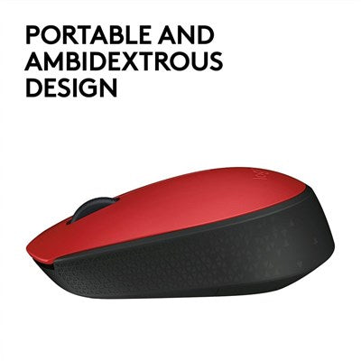 Logitech M171 Wireless Mouse, 2.4 GHz with USB Mini Receiver, Optical Tracking - Red - PakByte