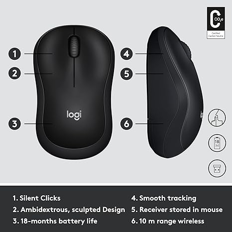 Logitech M220 Silent Mouse, Wireless Black - PakByte