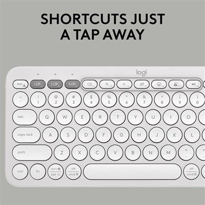 Logitech PEBBLE KEYS 2 K380S Multi-Device Bluetooth Wireless Keyboard, Slim and Portable - White - PakByte