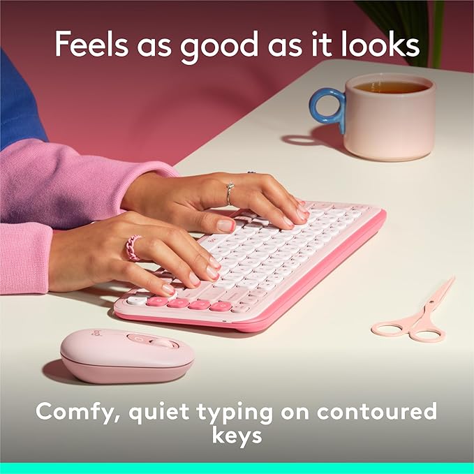 Logitech POP Icon Keys Bluetooth Keyboard - Rose 920-013085 - PakByte