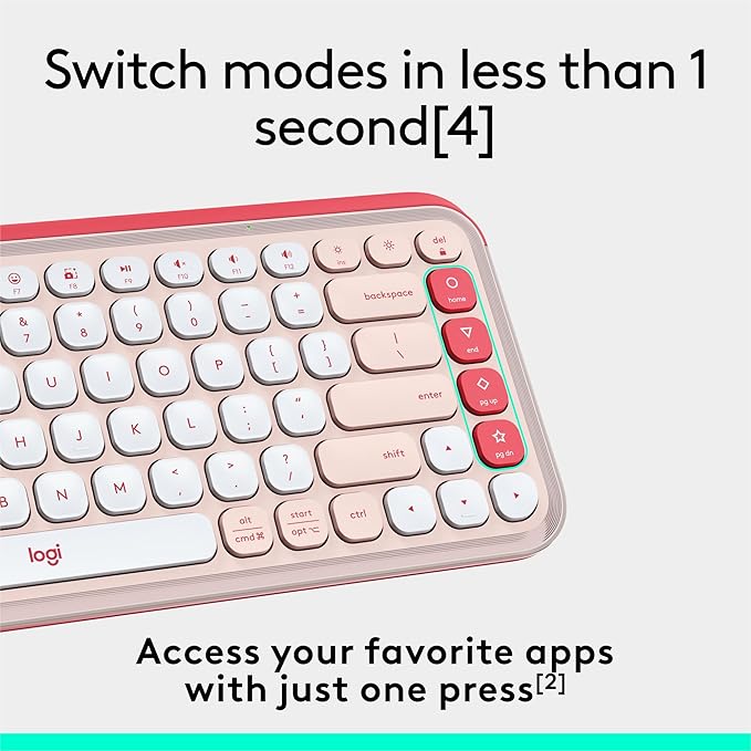 Logitech POP Icon Keys Bluetooth Keyboard - Rose 920-013085 - PakByte