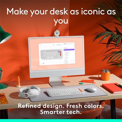 Logitech POP ICON KEYS Compact Wireless Keyboard 920-013084 | Off White & Orange - PakByte