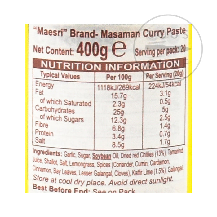 Maesri Thai Masaman Curry Paste, 400g