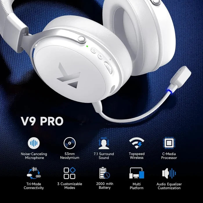 Mchose V9 PRO Wireless Gaming Headset 7.1 Surround Sound - Icy White