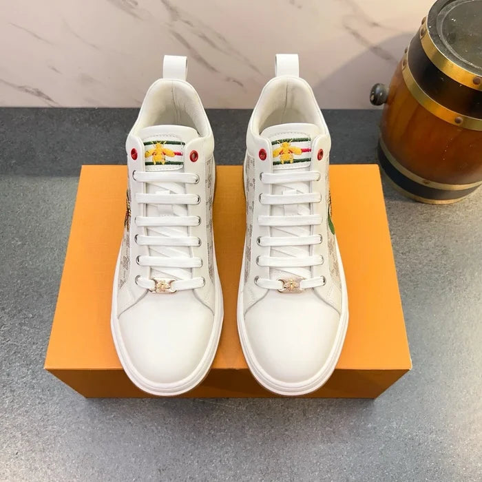 Men's Fall-Winter Genuine Leather Fashion Casual Lace-Up High-Top Sneakers Sports Shoes