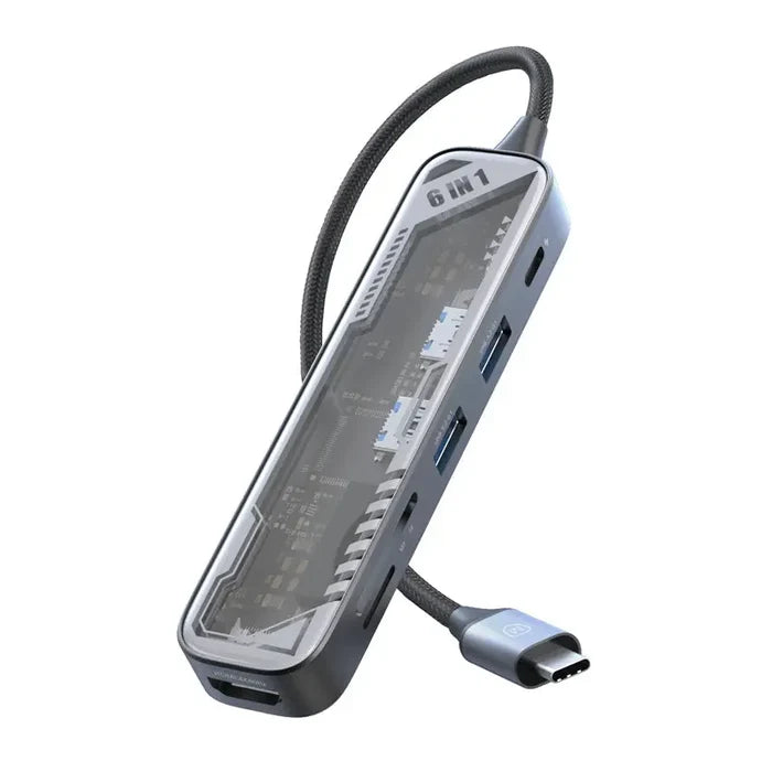 Micropack MDC-N6T USB-C Hub 6-in-1 Multiport Adapter - Grey/Black