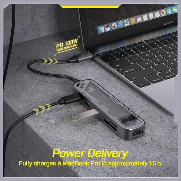 Micropack MDC-N6T USB-C Hub 6-in-1 Multiport Adapter - Grey/Black