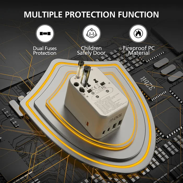 Micropack MTA-5100 100W Worldwide Universal Travel Adapter Fast Charging - Titanium Gold