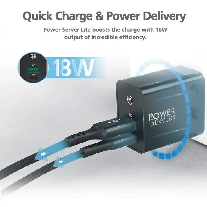 Micropack MWC-218PD 18W PD Fast Charging Block Phone Charger Dual Port - US Plug - Black