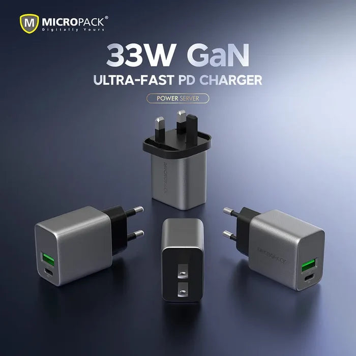 Micropack MWC-233PD 33W GaN Fast Charging Wall Charger - Titanium