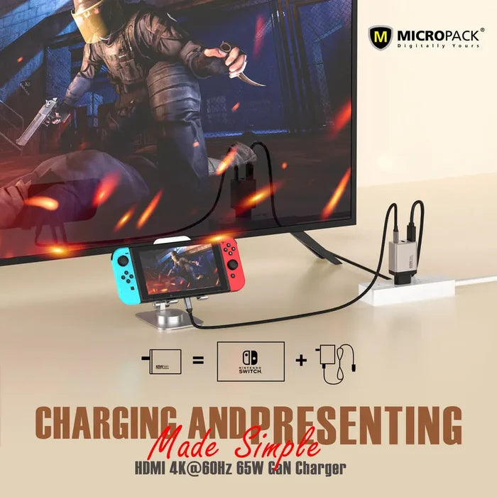 Micropack MWC-265H 65W GaN Wall Charger and Converter, US, Titanium