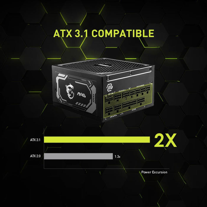 MSI MAG A1000GL PCIE5 1000W 80 Plus Gold Fully Modular Power Supply - PakByte
