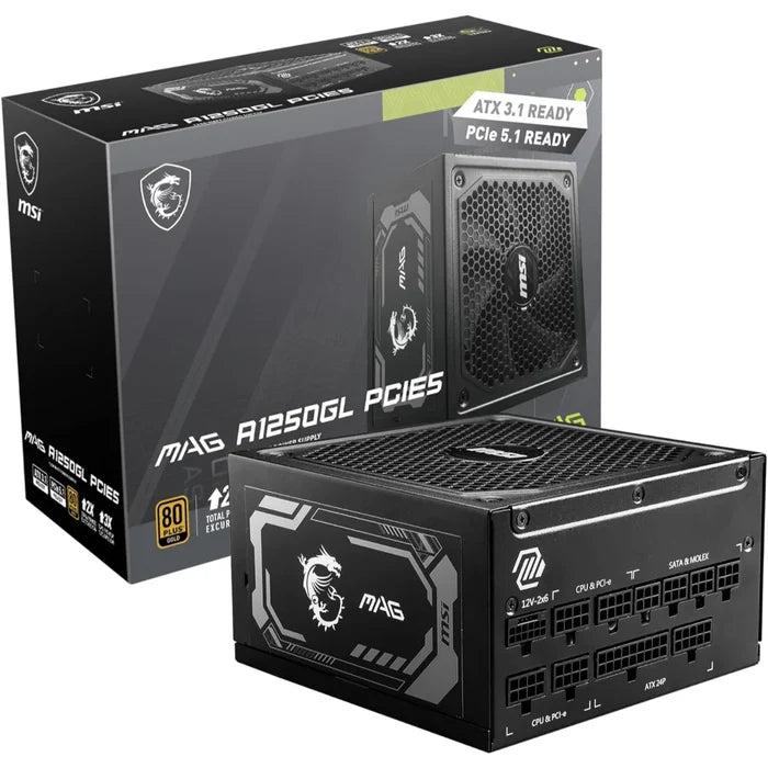 MSI MAG A1250GL PCIE5 1250W 80 Plus Gold Fully Modular Power Supply - PakByte