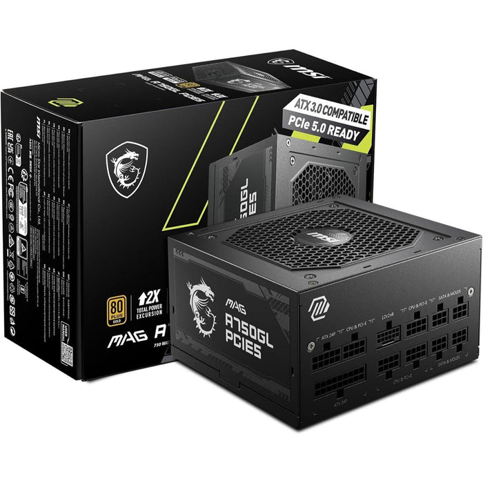 MSI MAG A750GL PCIE5 750W 80 Plus Gold Fully Modular Power Supply - PakByte Computers