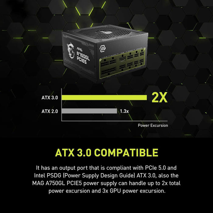 MSI MAG A750GL PCIE5 750W 80 Plus Gold Fully Modular Power Supply - PakByte Computers