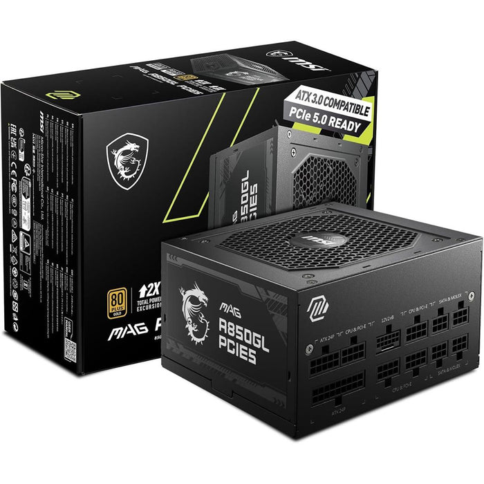 MSI MAG A850GL PCIE5 850W 80 Plus Gold Fully Modular Power Supply - PakByte Computers