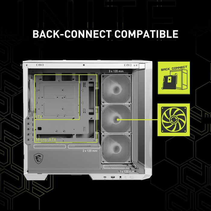 MSI MAG PANO M100R PZ  Mid-Tower Gaming PC Case - White - PakByte Computers