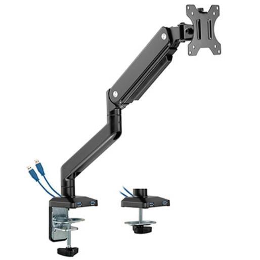 MXG BMA-12U Single  Monitor Premium  Aluminum Spring-Assisted With 3.0 USB Cable Monitor Arm - Matte Black - PakByte Computers