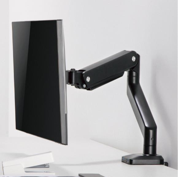 MXG BMA-12U Single  Monitor Premium  Aluminum Spring-Assisted With 3.0 USB Cable Monitor Arm - Matte Black - PakByte Computers