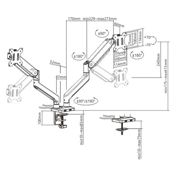 MXG BMA-24U Dual Aluminum Spring-Assisted Monitor Arm with USB - PakByte Computers