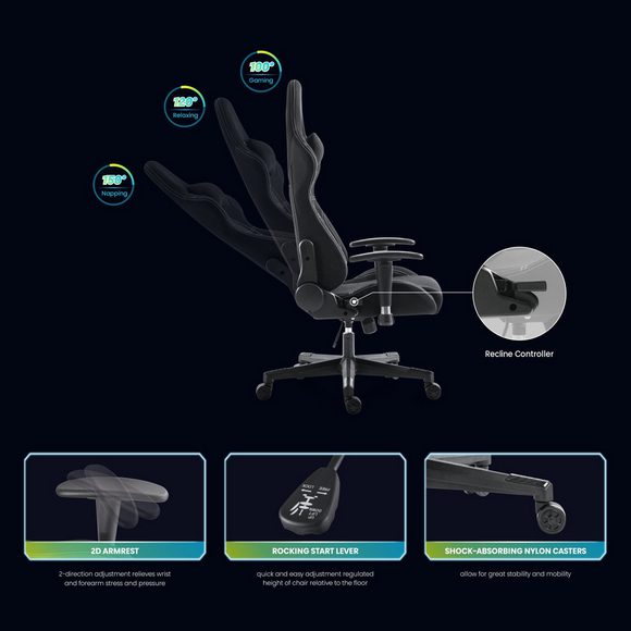 MXG FGC-01 Upholstered Fabric with Headrest and Lumbar Support Gaming Chair - PakByte Computers
