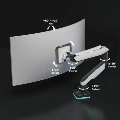 MXG HMA-12R Heavy Duty RGB Gaming Monitor Arm – Matte Black - PakByte