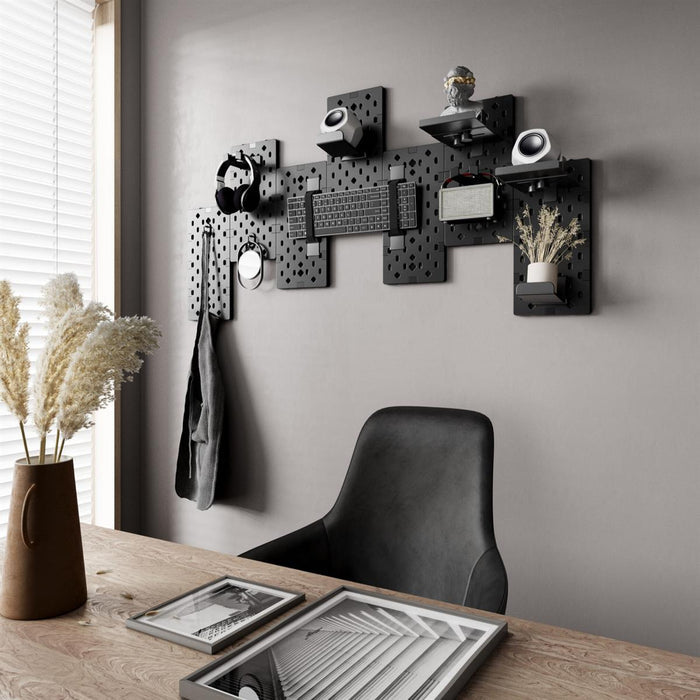 MXG PB-07 Wall Mounted Modular Gaming Pegboards - Black - PakByte Computers