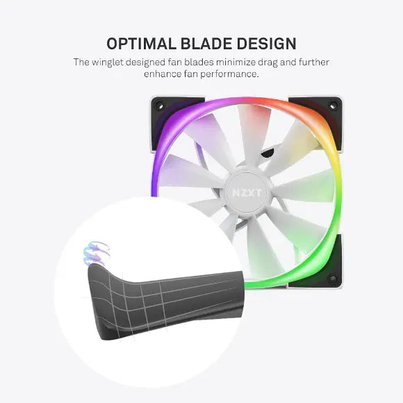 NZXT Aer RGB 2 140mm Case Fan - White - HF-28140-BW - PakByte Computers