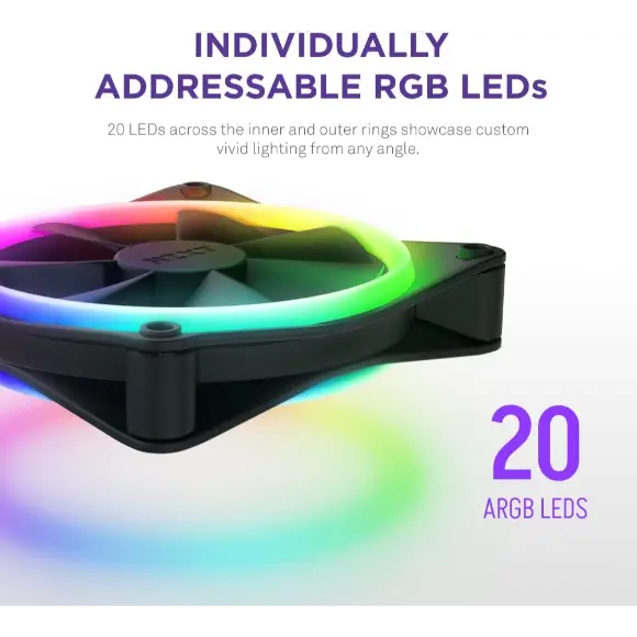 NZXT F140 RGB Duo 140mm Dual-Sided RGB Fan – Black - PakByte Computers
